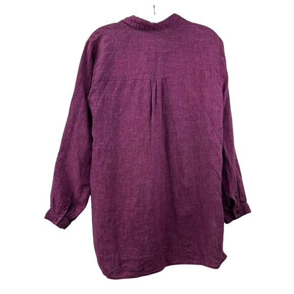 Eileen Fisher Women's Small 100% Organic Linen Long Sleeve Pink Tunic Shirt Top - Picture 2 of 11